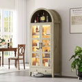 71 Tall Arched Kitchen Pantry Cabinet with Acrylic Glass Doors & Adjustable Shelves, Modern Display Storage Cabinet for Dining Room, Living Room
