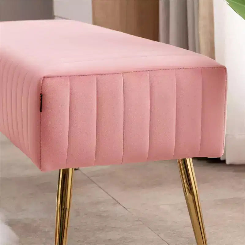 Furniliving 44 Inch Bedroom Ottoman Bench, Velvet Upholstered, End of Bed Bench with Gold Legs for Living Room/Bedroom/Entryway