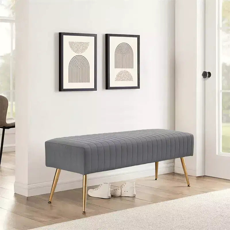 Furniliving 44 Inch Bedroom Ottoman Bench, Velvet Upholstered, End of Bed Bench with Gold Legs for Living Room/Bedroom/Entryway