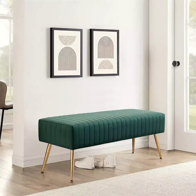 Furniliving 44 Inch Bedroom Ottoman Bench, Velvet Upholstered, End of Bed Bench with Gold Legs for Living Room/Bedroom/Entryway