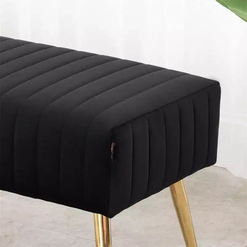 Furniliving 44 Inch Bedroom Ottoman Bench, Velvet Upholstered, End of Bed Bench with Gold Legs for Living Room/Bedroom/Entryway