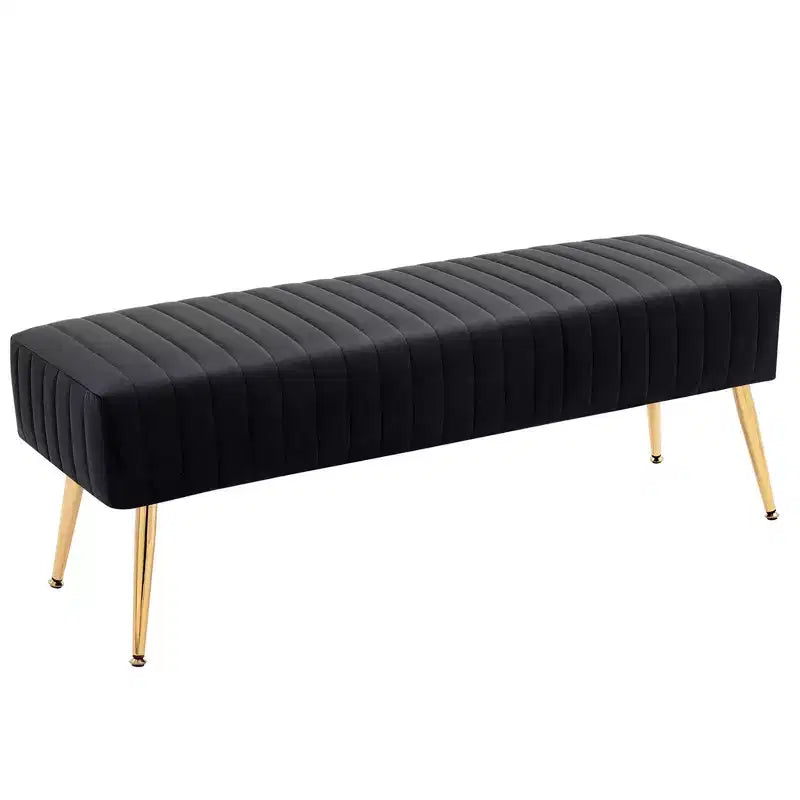 Furniliving 44 Inch Bedroom Ottoman Bench, Velvet Upholstered, End of Bed Bench with Gold Legs for Living Room/Bedroom/Entryway