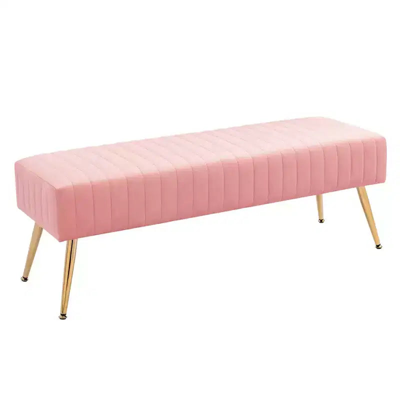Furniliving 44 Inch Bedroom Ottoman Bench, Velvet Upholstered, End of Bed Bench with Gold Legs for Living Room/Bedroom/Entryway