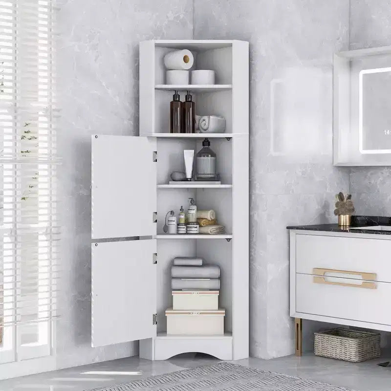 Floor Freestanding Narrow Tall Cabinet Bathroom Corner Cabinet Shelves for Living Room, Bedroom