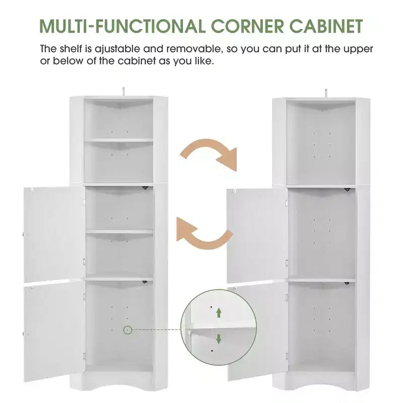 Floor Freestanding Narrow Tall Cabinet Bathroom Corner Cabinet Shelves for Living Room, Bedroom