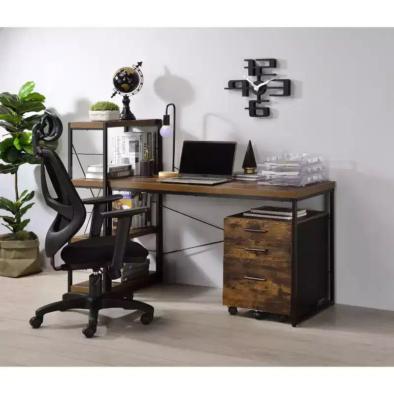 HomeStock 30 in.H White Color Particle Board Writing Desks with File Drawer