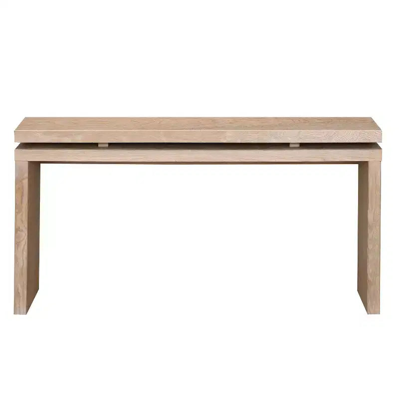 GDFStudio Esom 60 Farmhouse Wood Console Table with Double Board Suspension Shelves