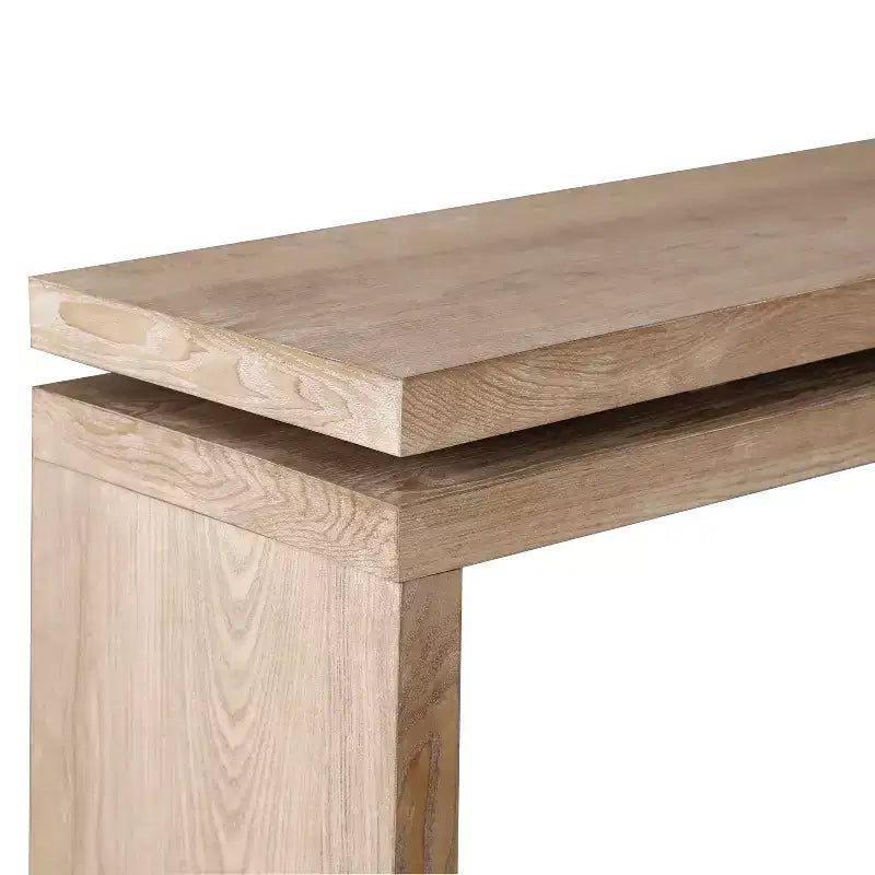 GDFStudio Esom 60 Farmhouse Wood Console Table with Double Board Suspension Shelves