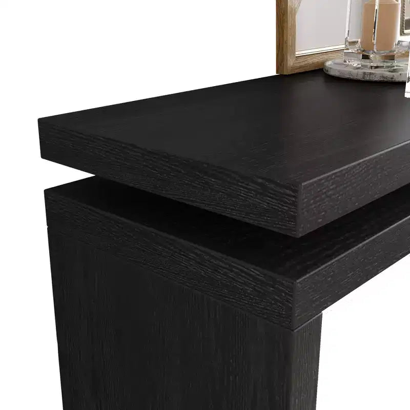GDFStudio Esom 60 Farmhouse Wood Console Table with Double Board Suspension Shelves