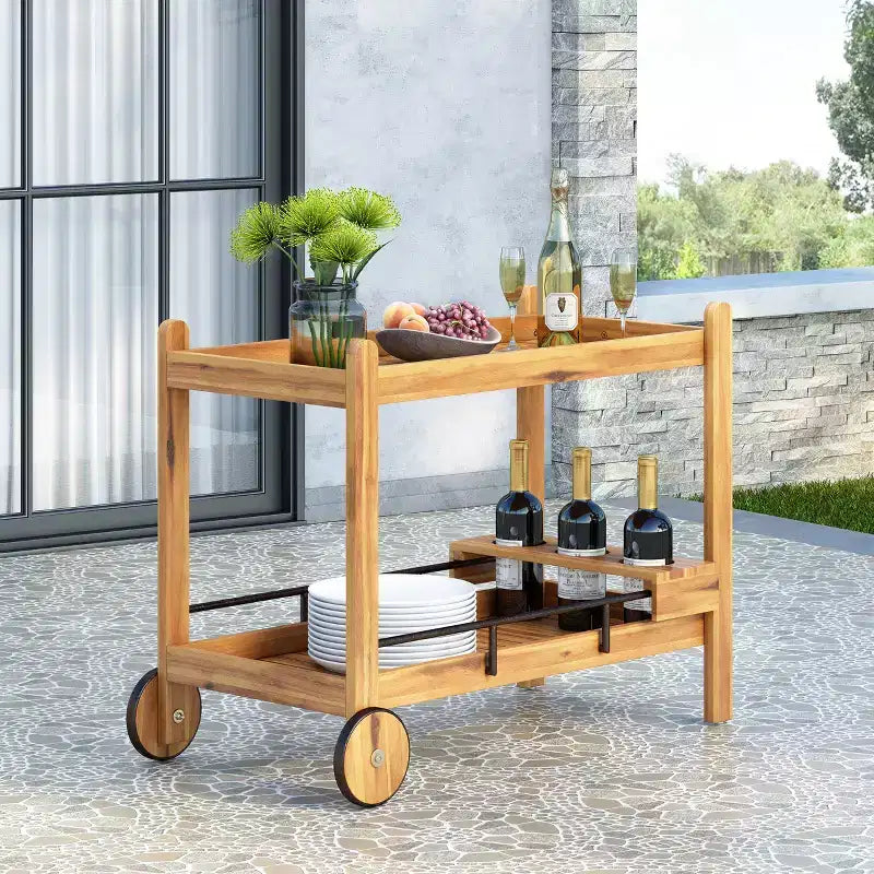 Christopher Knight Home Beauchamp Modern Bar Cart with Two Solid Wheels