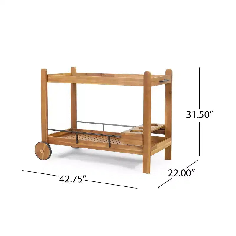Christopher Knight Home Beauchamp Modern Bar Cart with Two Solid Wheels