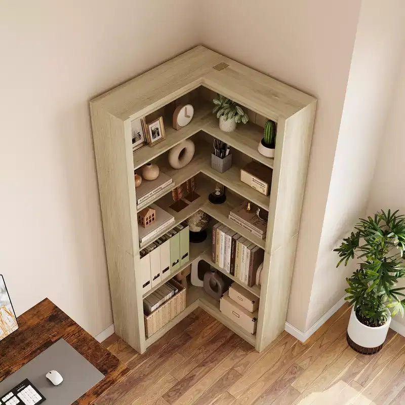 5-Tier Corner Bookshelf, 71.8 Tall L-Shaped Wood Bookcase, Modern Display Storage Shelf for Living Room, Bedroom, Home Office