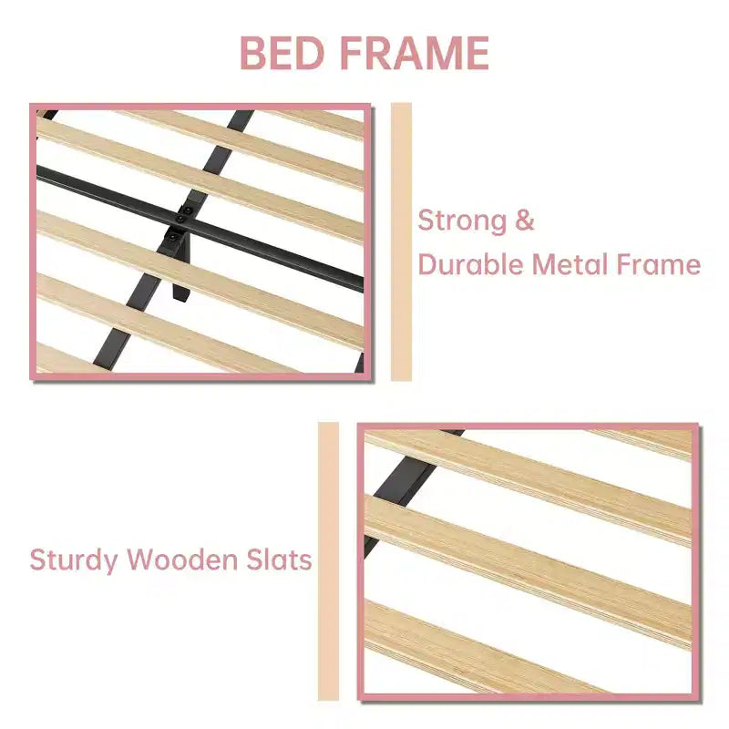 Twin-Size XL Single Bed Frame, Velvet Upholstered Platform Bed Frame, Adjustable Headboard Height, Easy to Assemble, No Spring Mattress Required