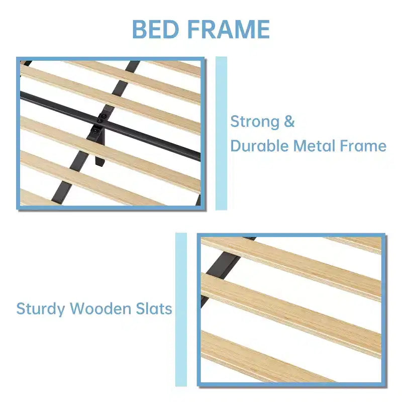 Twin-Size XL Single Bed Frame, Velvet Upholstered Platform Bed Frame, Adjustable Headboard Height, Easy to Assemble, No Spring Mattress Required