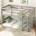 MAYEERTY Twin Floor Bunk Bed with Panelled Headboard and Footboard Solid Rubber Wood for Living Room
