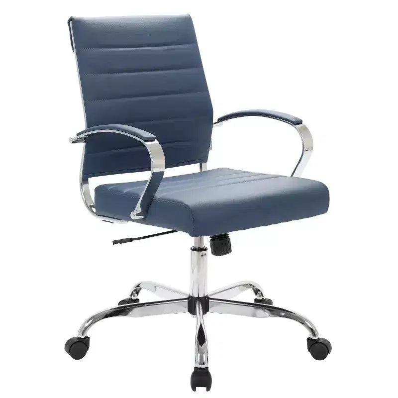 HomeStock 45 in.H Adjustable Height White Faux Leather Seat Material with Adjustable Tilt Office Chairs