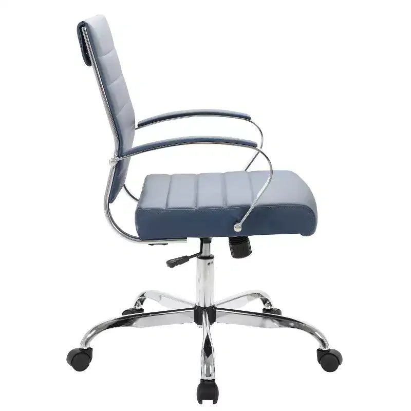 HomeStock 45 in.H Adjustable Height White Faux Leather Seat Material with Adjustable Tilt Office Chairs