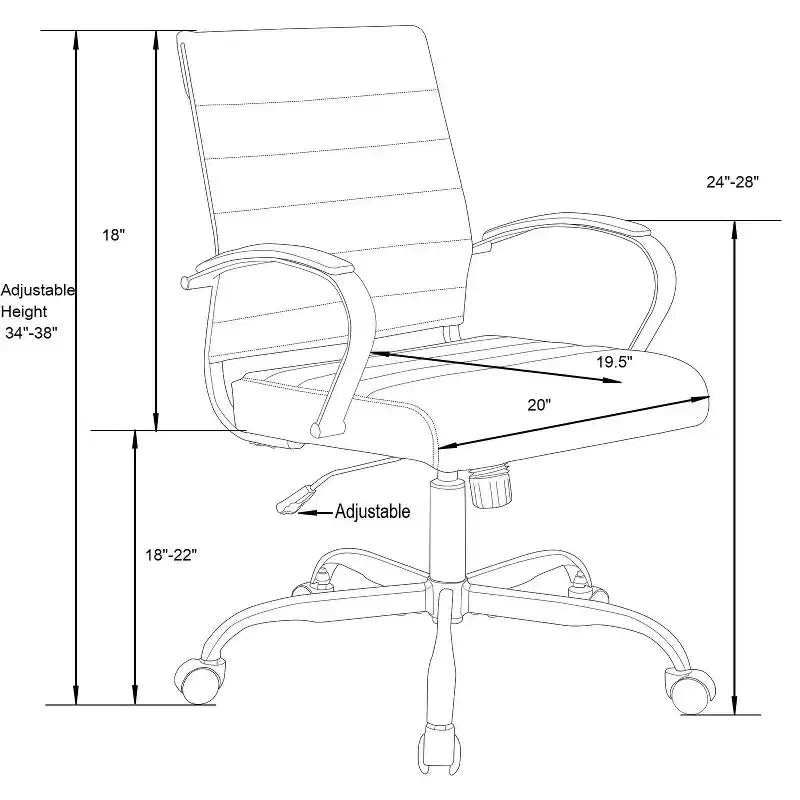 HomeStock 45 in.H Adjustable Height White Faux Leather Seat Material with Adjustable Tilt Office Chairs