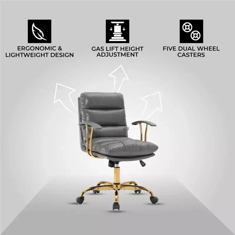 HomeStock 43 in.H Adjustable Height White Cushion Seat Material with Adjustable Lumbar Support Office Chairs