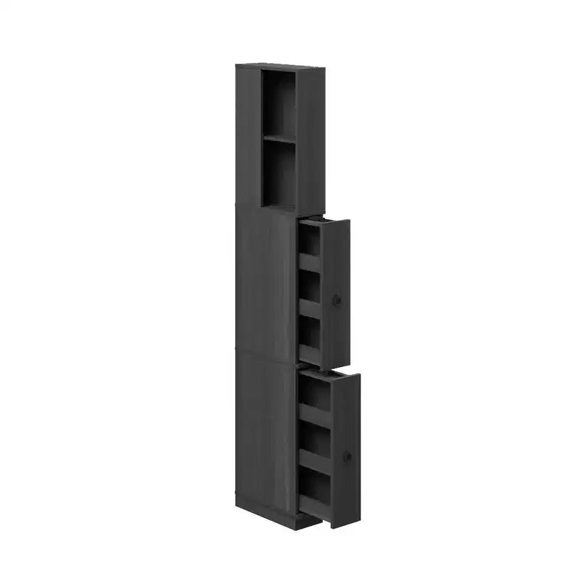 Famapy Dark Gray Narrow Side-Pull Cabinet,6-Tier Dual Vertical Drawers,Moisture-Resistant,Raised Base,Bathroom Storage Cabinet,for Toiletries Storage