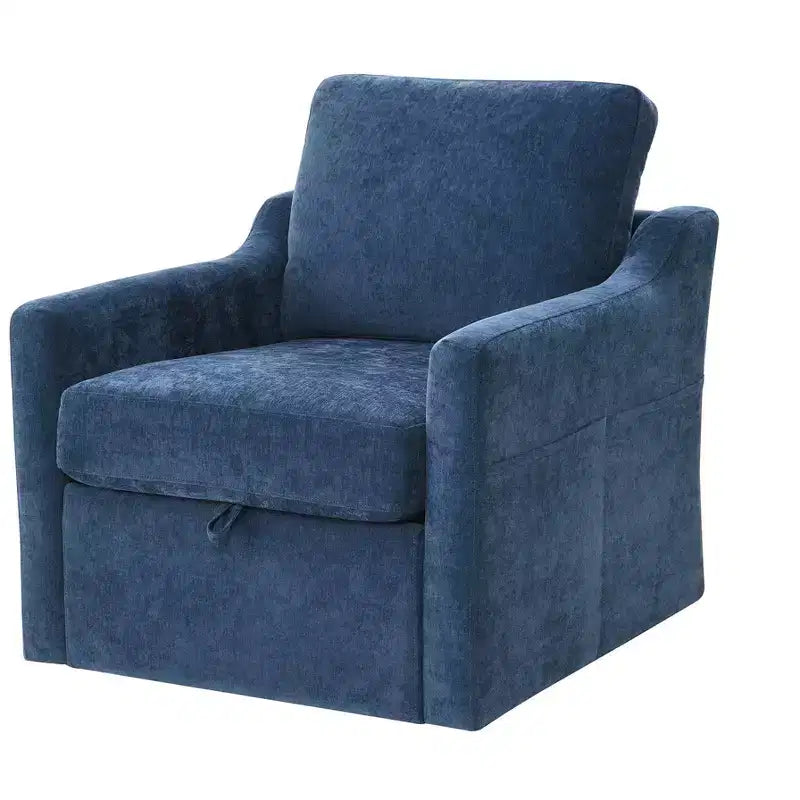 Swivel Reclining Nursery Rockers for Living Room, Chenille Chair with Phone Holder, USB/Type-c Ports, Arm Storage, Light Brown