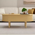 GDFStudio Tova Modern Fluted Lift Top Oval Coffee Table with Hidden Compartment