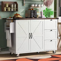 Pexfix 54.5 Farmhouse Kitchen Island with Power Outlet & Storage Rack & Drop Leaf & Spice Rack & 3 Drawers for Home Kitchen Dining Room White