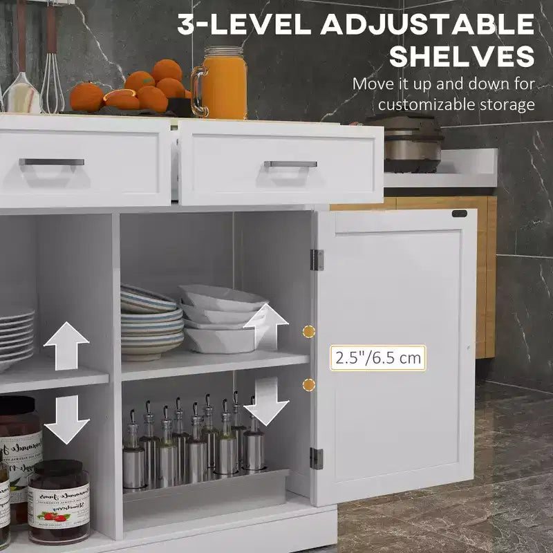 GDFStudio Ruple Folding Kitchen Island Cart with Extendable Rubberwood Countertop