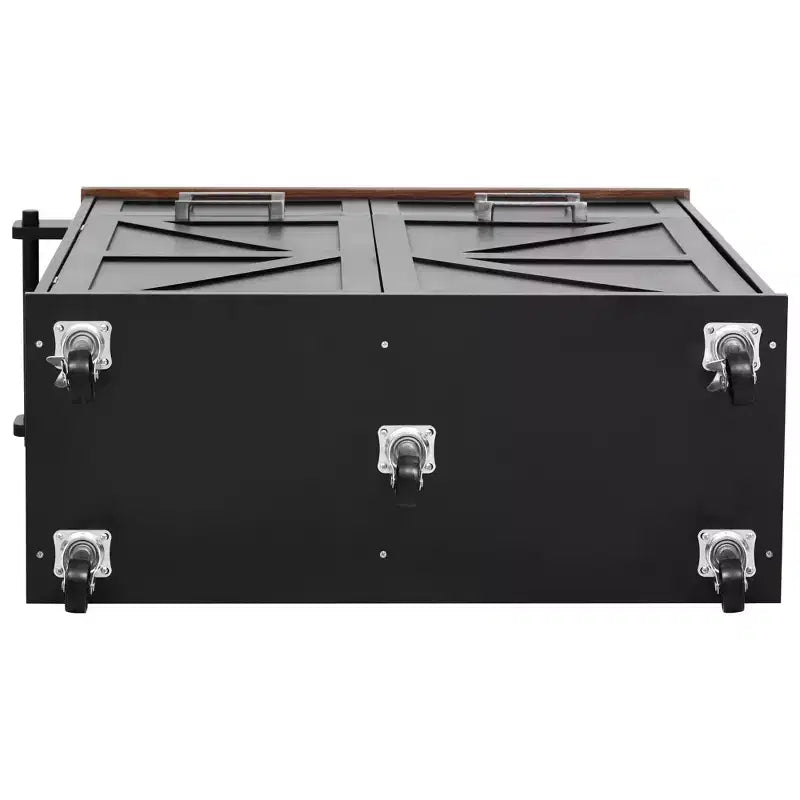 PexFix 47.2 Farmhouse Kitchen Island with Drop Leaf Kitchen Storage Island with Removable Side Racks Two Drawers for Home Kitchen Dining Room Black