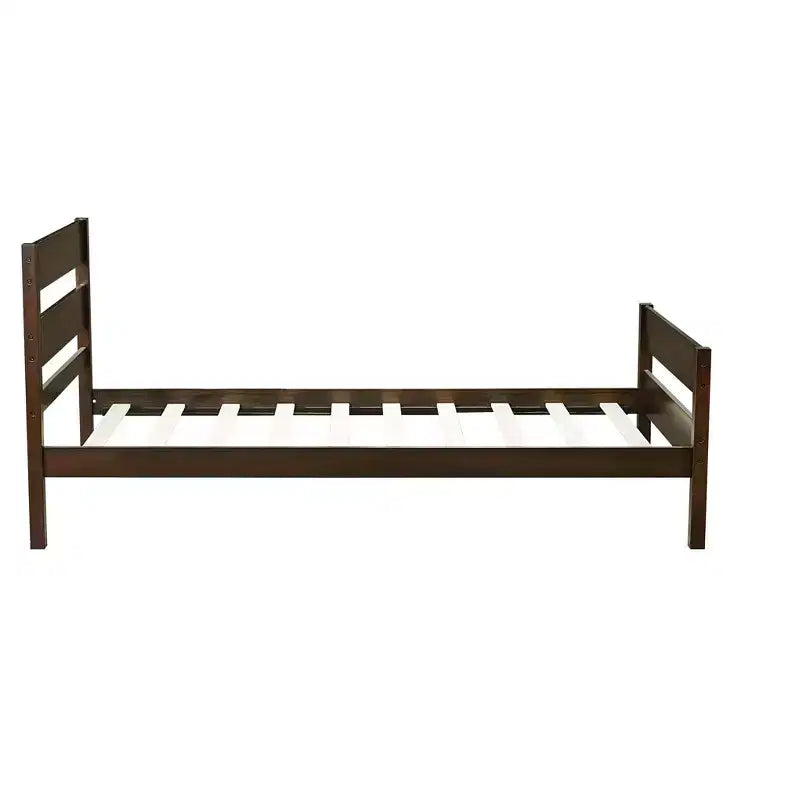 Luxystar Twin Rubber Wood Bed with Headboard and Footboard for Guest Room and Apartment