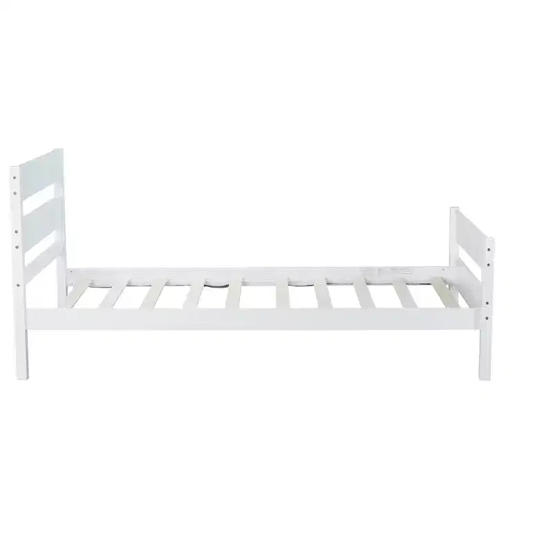 Luxystar Twin Rubber Wood Bed with Headboard and Footboard for Guest Room and Apartment