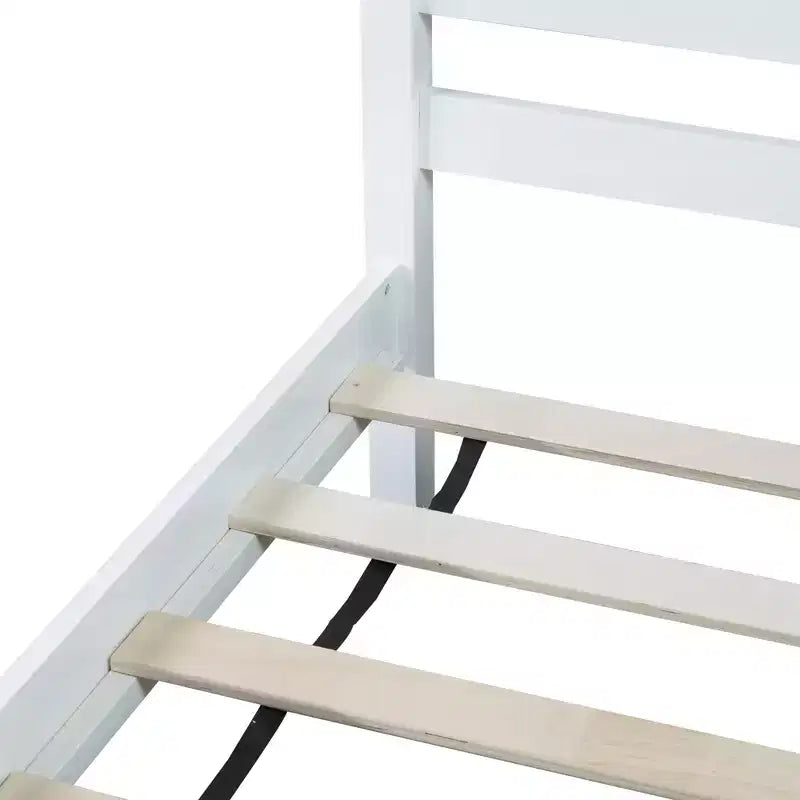 Luxystar Twin Rubber Wood Bed with Headboard and Footboard for Guest Room and Apartment