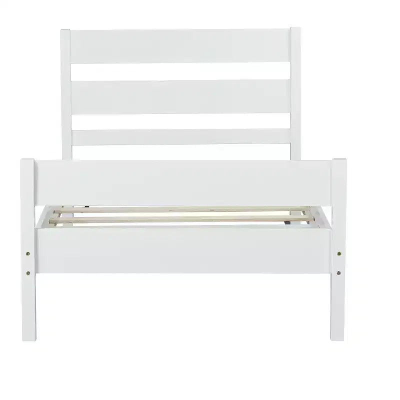 Luxystar Twin Rubber Wood Bed with Headboard and Footboard for Guest Room and Apartment