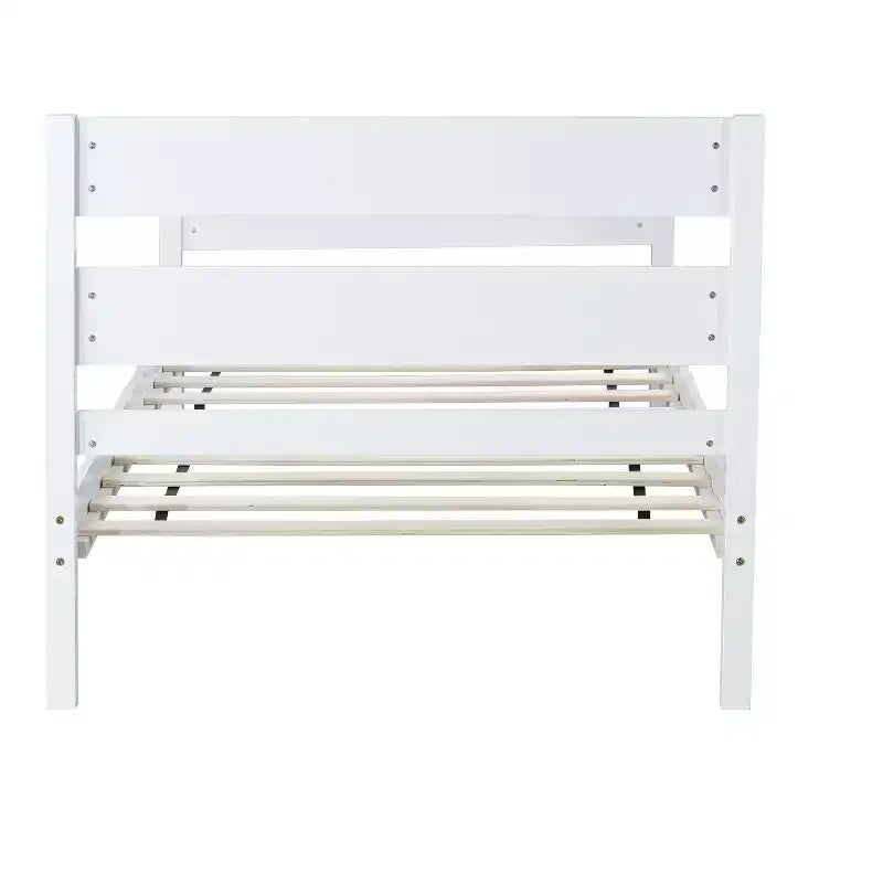 Luxystar Twin Rubber Wood Bed with Headboard and Footboard for Guest Room and Apartment