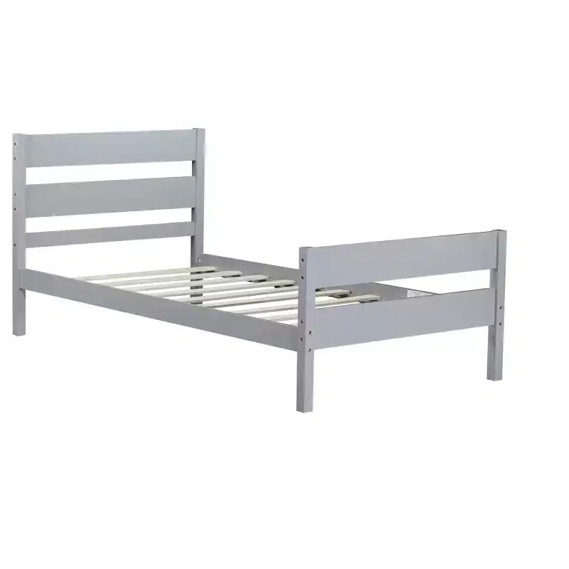 Luxystar Twin Rubber Wood Bed with Headboard and Footboard for Guest Room and Apartment