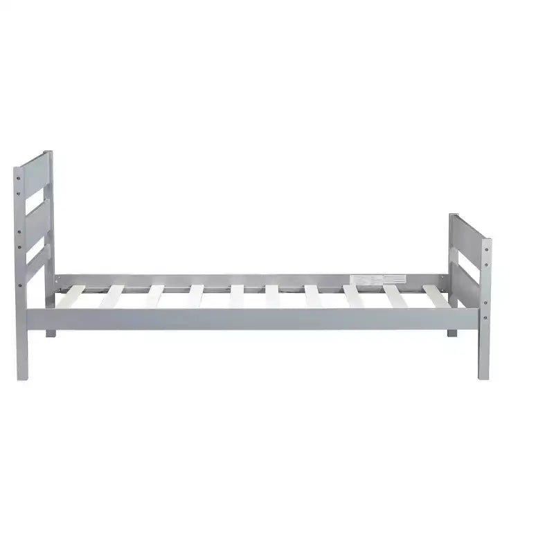 Luxystar Twin Rubber Wood Bed with Headboard and Footboard for Guest Room and Apartment