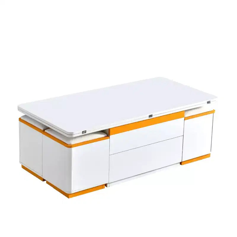 Lift-Top Coffee Table with Hidden Storage and Stools, Multi-Functional Center Table with Foldable Top for Living Room, Small Spaces - Panipeachy