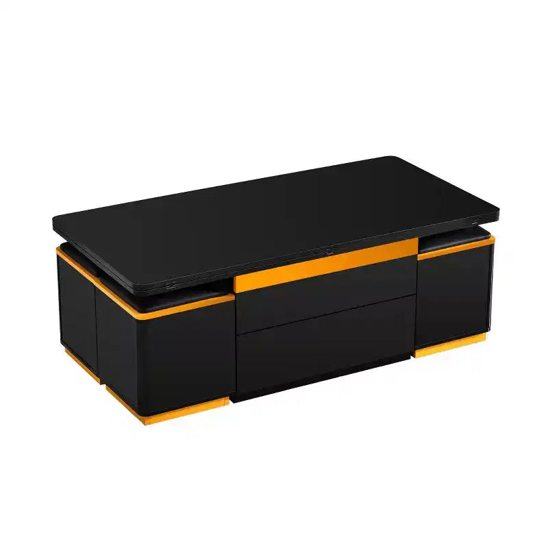 Lift-Top Coffee Table with Hidden Storage and Stools, Multi-Functional Center Table with Foldable Top for Living Room, Small Spaces - Panipeachy