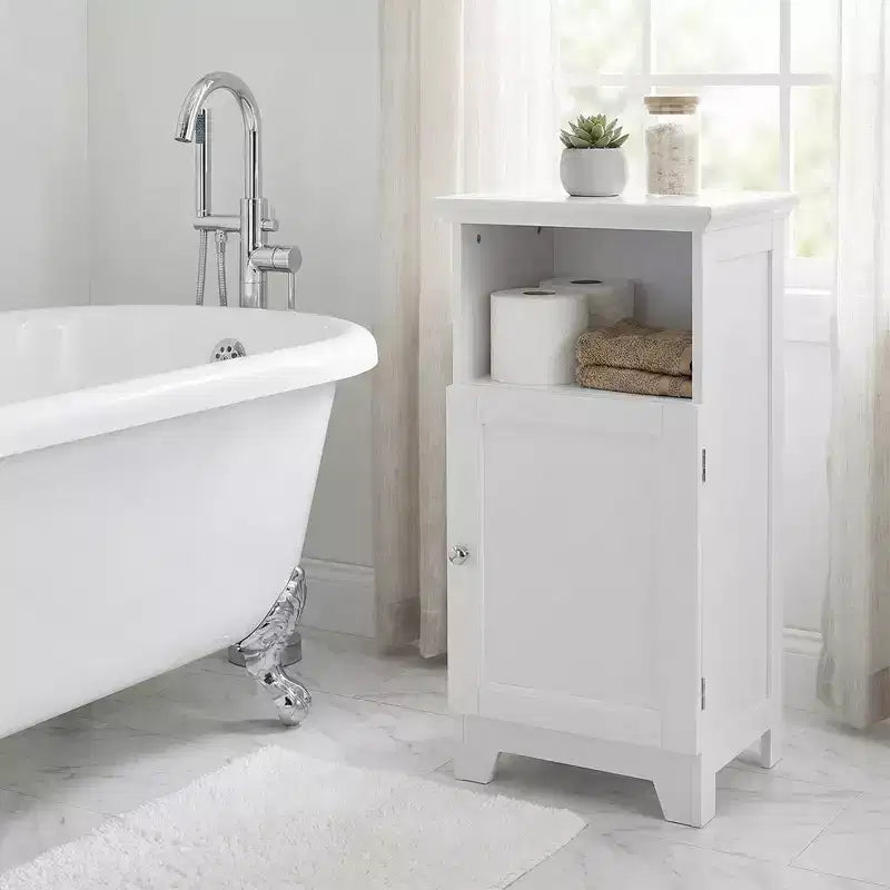 Redmon Shaker Style Single Door Cabinet, Bathroom Storage Organizer, White