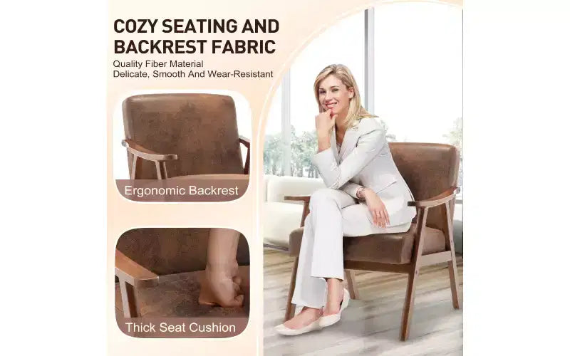 Mid Century Accent Chair, Accent Chairs for Living Room, Retro Single Lounge Reading Armchair,Suitable for reading rooms living rooms