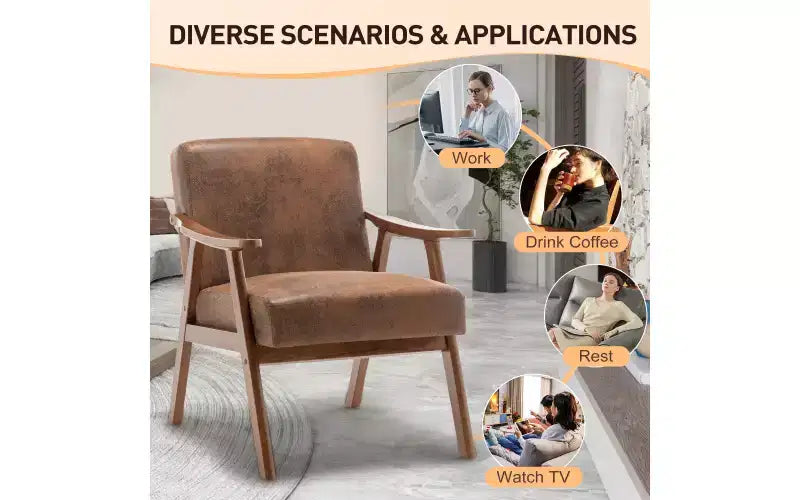 Mid Century Accent Chair, Accent Chairs for Living Room, Retro Single Lounge Reading Armchair,Suitable for reading rooms living rooms