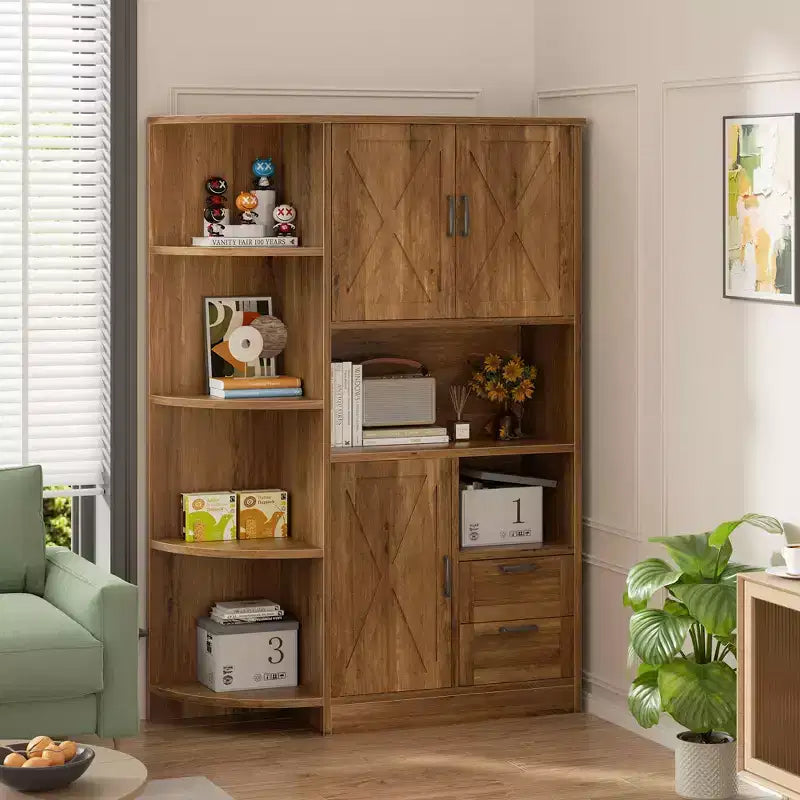 Celebalcony 60.4 Kitchen Pantry Cabinet,kitchen storage with Microwave Stand.Freestanding Hutch with Doors & Shelves for Dining Room