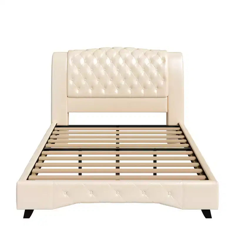 Christopher Knight Home Orina Modern Faux Leather Upholstered Button Tufted Platform Bed