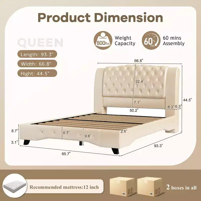 Christopher Knight Home Orina Modern Faux Leather Upholstered Button Tufted Platform Bed