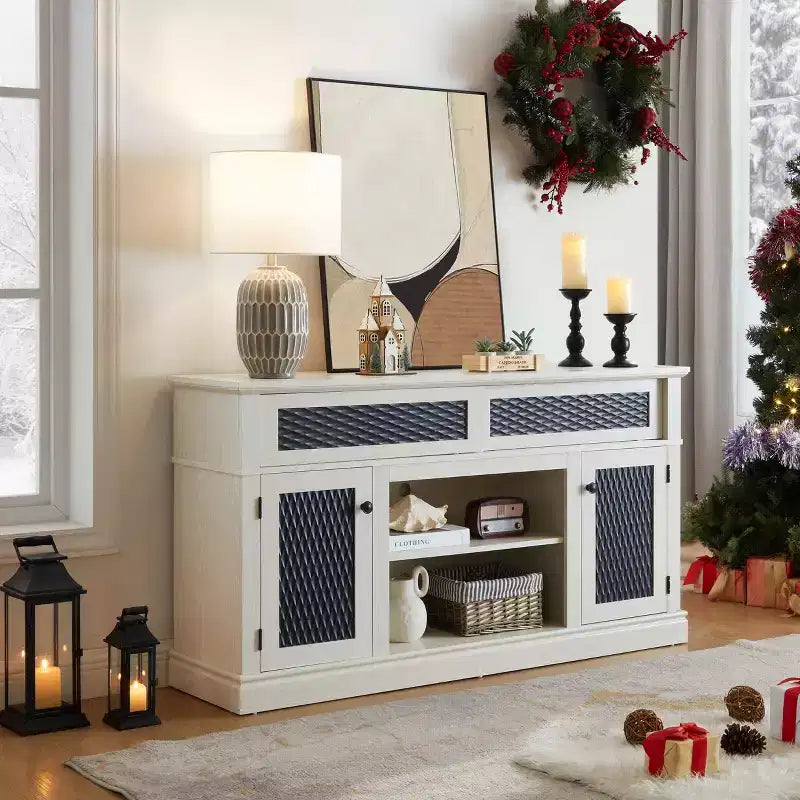 GDFStudio Nox 58.27 Farmhouse Wooden TV and Media Console with Open and Closed Storage and 2 Doors
