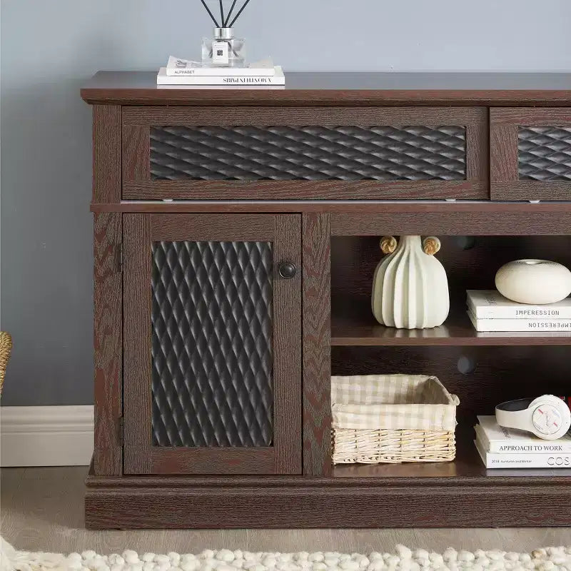 GDFStudio Nox 58.27 Farmhouse Wooden TV and Media Console with Open and Closed Storage and 2 Doors