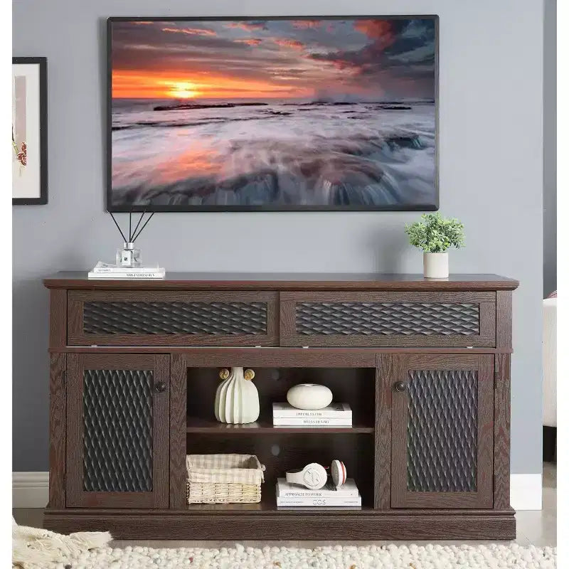 GDFStudio Nox 58.27 Farmhouse Wooden TV and Media Console with Open and Closed Storage and 2 Doors