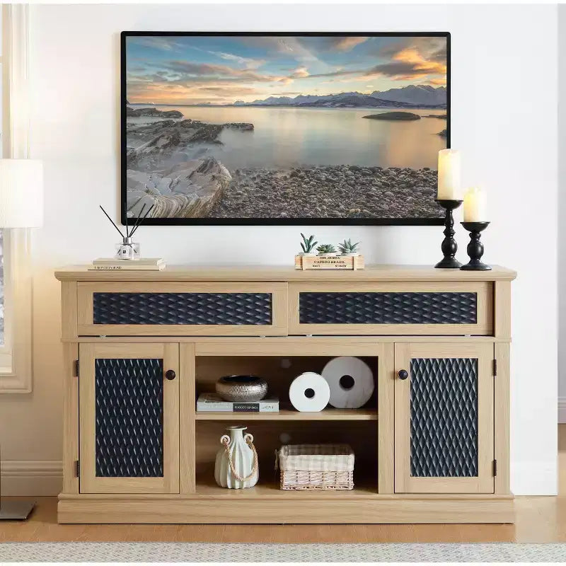 GDFStudio Nox 58.27 Farmhouse Wooden TV and Media Console with Open and Closed Storage and 2 Doors