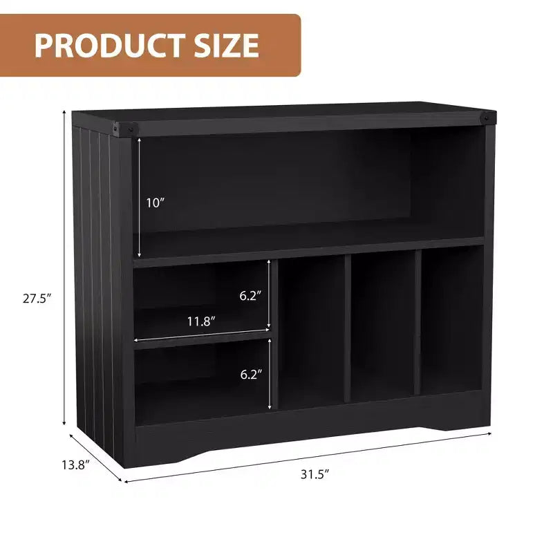 Record Player Stand, Turntable Stand with 6 Vinyl Storage, Vinyl Display Holder Shelf, Wooden Storage Organizer for Living Room, Black