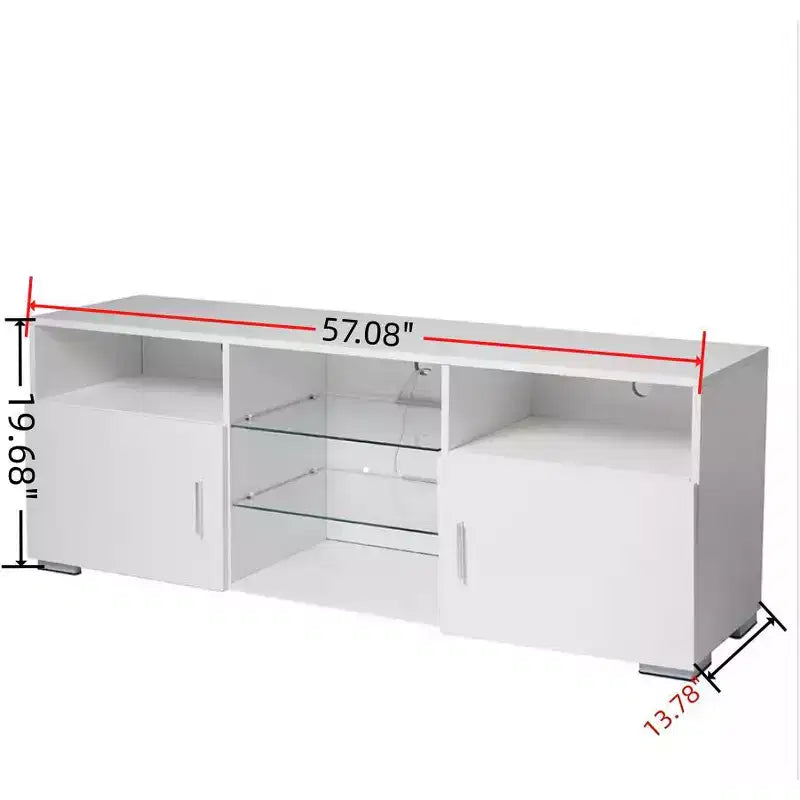 TV Stand, Modern Television Table,High Glossy Entertainment Center With LED Lights, Open Storage Shelves For 32-60 Inch TV Living Room Game Room